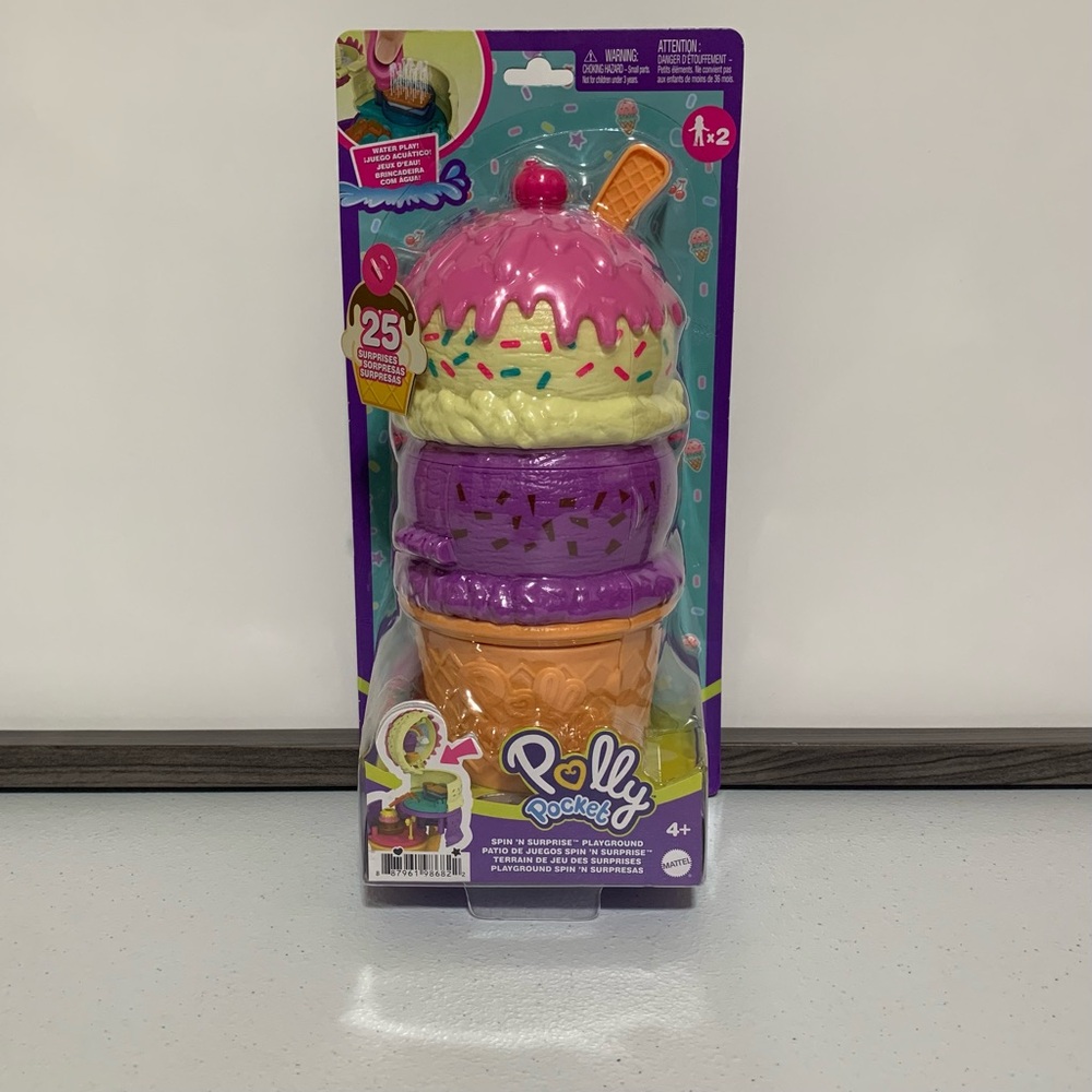 Polly Pocket™ Spin 'n Surprise™ Playground Ice Cream Cone Shape Playset- New